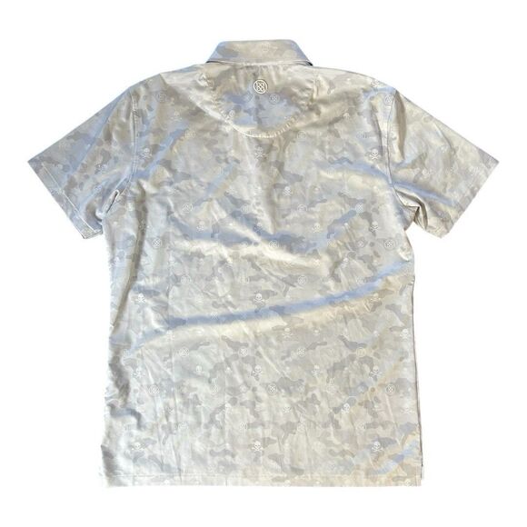 G/FORE Performance Fabric Camo Skulls Mens Medium Tech Polo Golf Shirt White - Picture 8 of 10